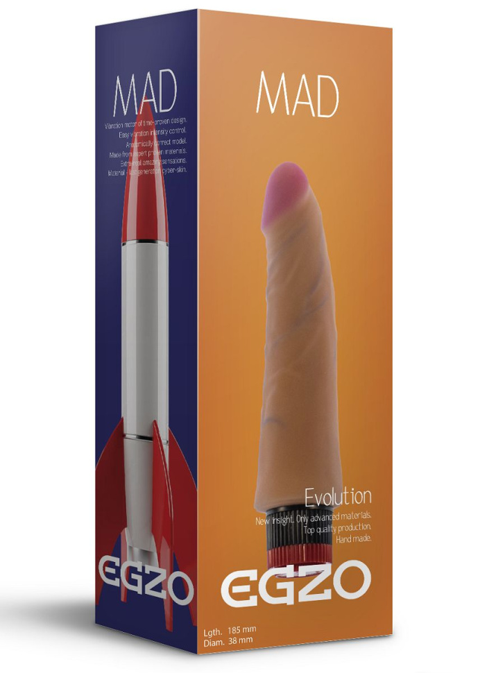 Реалистичный мультискоростной вибратор без мошонки Mad Rocket - 18,5 см. купить в секс шопе