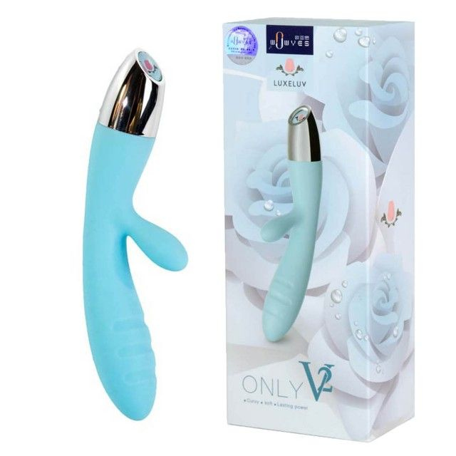Вибратор V2 цвета мяты с клиторальным стимулятором - 18,5 см. купить в секс шопе