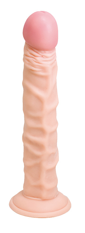 Телесный фаллоимитатор с рельефом - 22,9 см. купить в секс шопе
