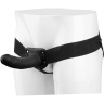 Черный полый страпон VIBRATING HOLLOW STRAP-ON с вибрацией - 16 см. купить в секс шопе