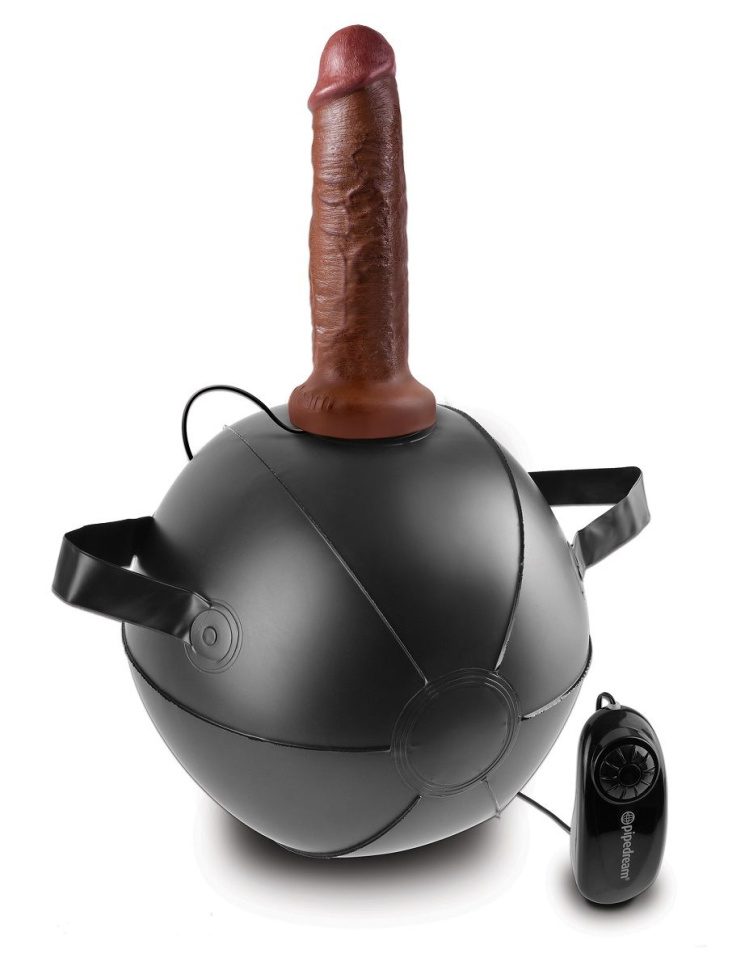 Мини-мяч с фаллической насадкой коричневого цвета и вибрацией Vibrating Mini Sex Ball with 7  Dildo - 17,7 см. купить в секс шопе