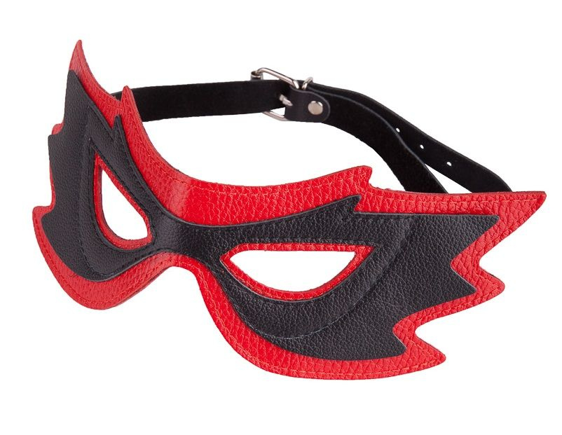 Чёрно-красная маска с прорезями для глаз купить в секс шопе