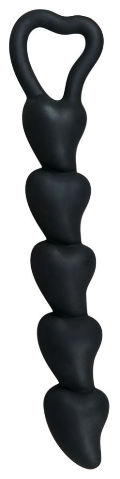 Чёрная анальная цепочка с звеньями-сердечками Black Velvet - 18,5 см. купить в секс шопе