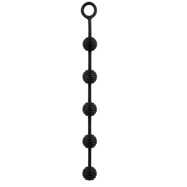 Чёрная анальная цепочка DELIGHT THROB ANAL STRIPPED BEADS BLACK - 25 см. купить в секс шопе