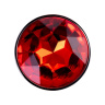 Серебристая удлиненная анальная пробка с красным кристаллом - 10 см. купить в секс шопе