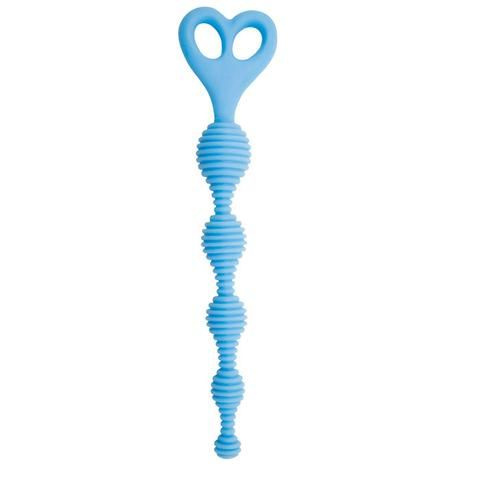 Голубая анальная цепочка с рёбрышками Climax Anal Silicone Stripes - 20,3 см. купить в секс шопе