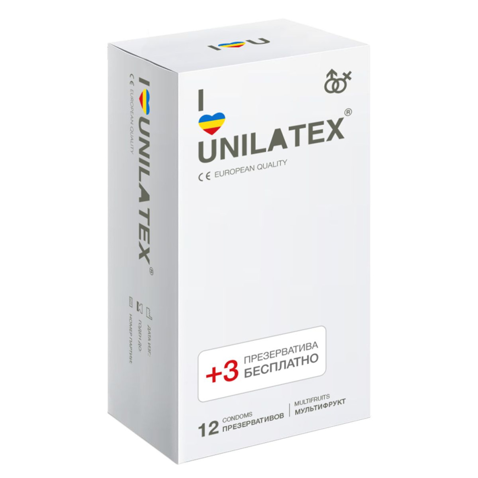 Разноцветные ароматизированные презервативы Unilatex Multifruit  - 12 шт. + 3 шт. в подарок купить в секс шопе
