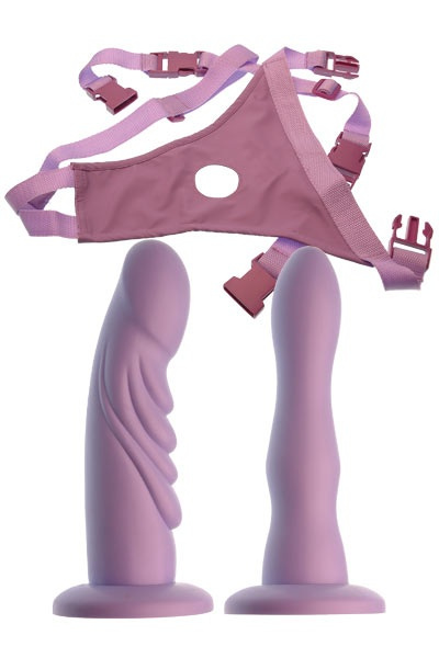 Женский страпон с 2 насадками-фаллосами ULTIMATE TWIN STRAP-ON - 17,8 см. купить в секс шопе