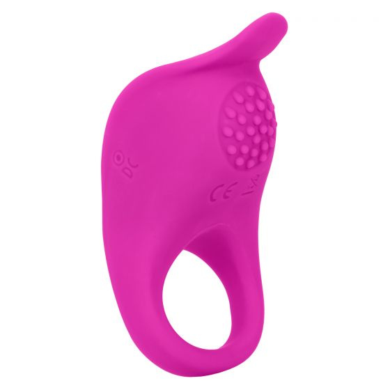 Ярко-розовое эрекционное виброкольцо Silicone Rechargeable Teasing Enhancer купить в секс шопе