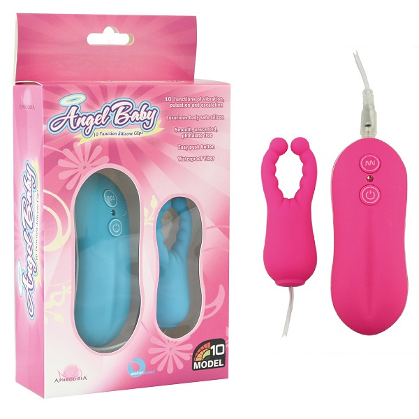 Розовый вибростимулятор с усиками Angel Baby NIpple Cock clips  купить в секс шопе