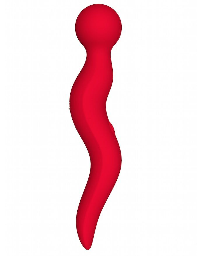 Красный жезловый вибромассажёр Cassi - 21 см. купить в секс шопе