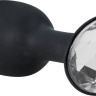 Чёрная анальная пробка с кристаллом в основании - 10,5 см. купить в секс шопе