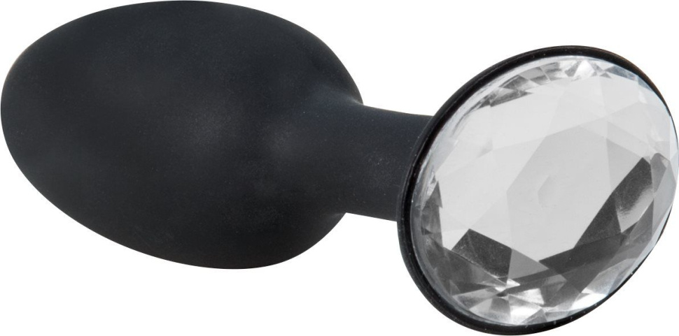 Чёрная анальная пробка с кристаллом в основании - 10,5 см. купить в секс шопе