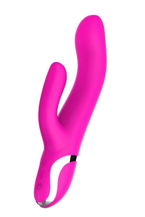 Розовый вибратор-кролик NAGHI NO.43 RECHARGEABLE DUO VIBRATOR - 23 см. купить в секс шопе