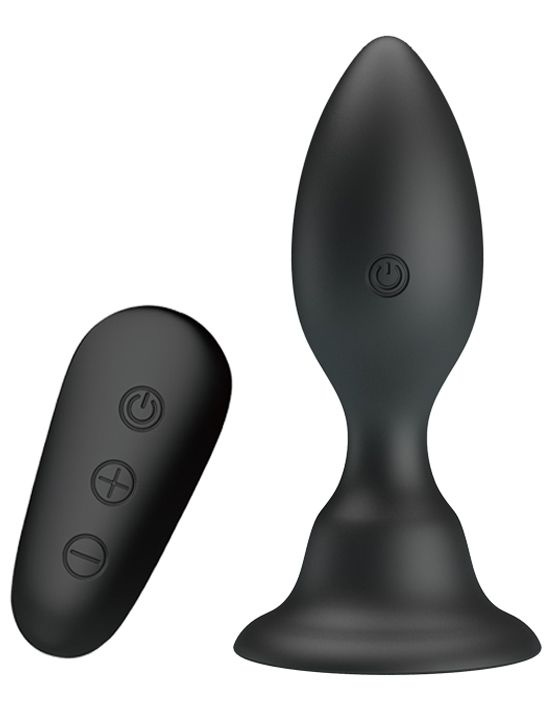Черная анальная вибропробка с пультом Mr.Play - 10,8 см. купить в секс шопе