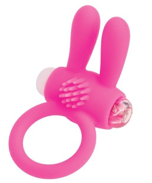 Розовое эрекционное виброкольцо A-toys с ушками купить в секс шопе