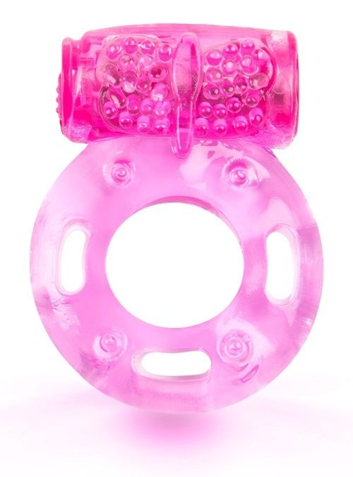 Розовое эрекционное кольцо с виброэлементом купить в секс шопе