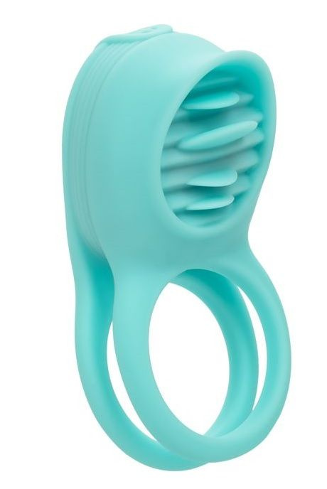 Голубое эрекционное виброкольцо Silicone Rechargeable French Kiss Enhancer купить в секс шопе