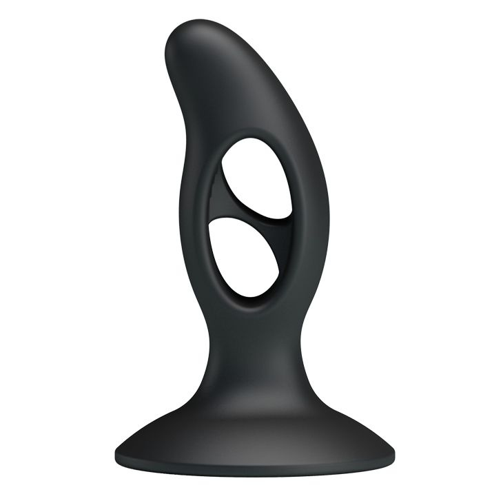 Чёрный массажёр простаты Silicone Butt Plug - 9,3 см. купить в секс шопе