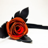 Черная замшевая плеть с красной лаковой розой в рукояти - 40 см. купить в секс шопе