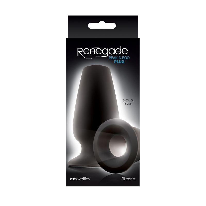 Чёрная анальная пробка с отверстием Renegade Peak A Boo - 10,1 см. купить в секс шопе
