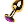 Золотистый анальный плаг с фиолетовым кристаллом-сердцем - 8 см. купить в секс шопе