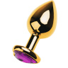 Золотистый анальный плаг с фиолетовым кристаллом-сердцем - 8 см. купить в секс шопе