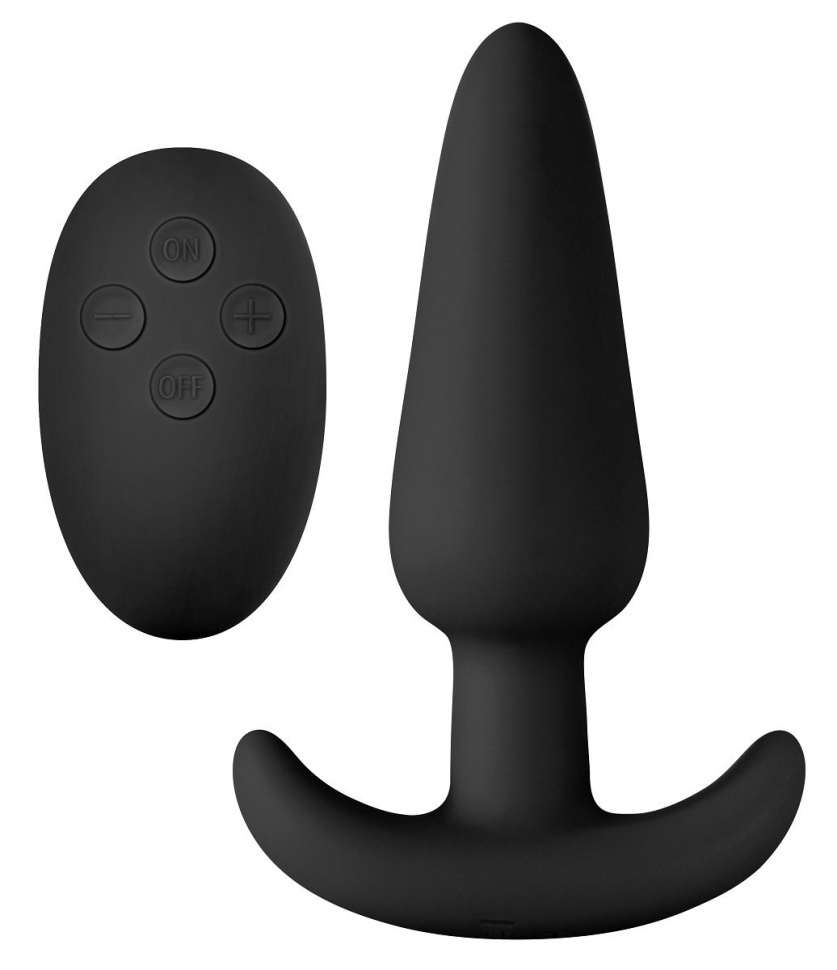Чёрная анальная вибропробка с пультом ДУ Renegade Rumble Wireless Plug - 10 см. купить в секс шопе
