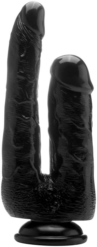Чёрный анально-вагинальный фаллоимитатор Realistic Double Cock 9 Inch - 23 см. купить в секс шопе