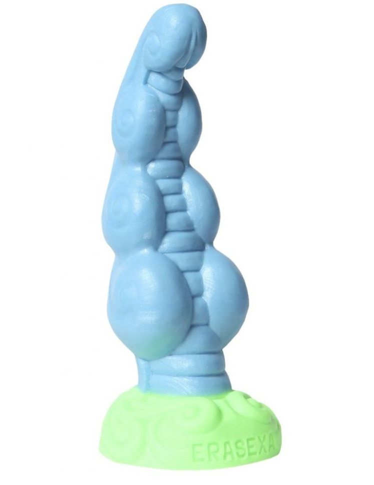 Голубой фаллоимитатор  Посейдон  с ярко выраженным рельефом - 19 см. купить в секс шопе