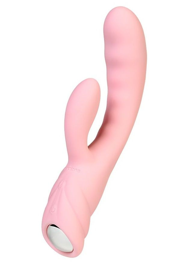 Нежно-розовый вибратор с клиторальным стимулятором Nalone Pure - 20,7 см. купить в секс шопе