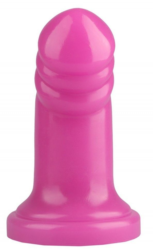 Розовая реалистичная анальная втулка с широким основанием - 18,5 см. купить в секс шопе