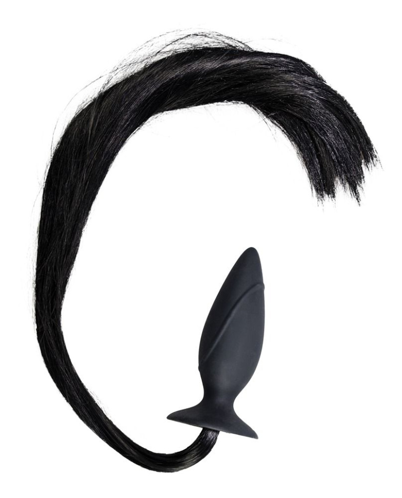 Чёрная анальная втулка с хвостом HORNY Pony - 12,5 см. купить в секс шопе