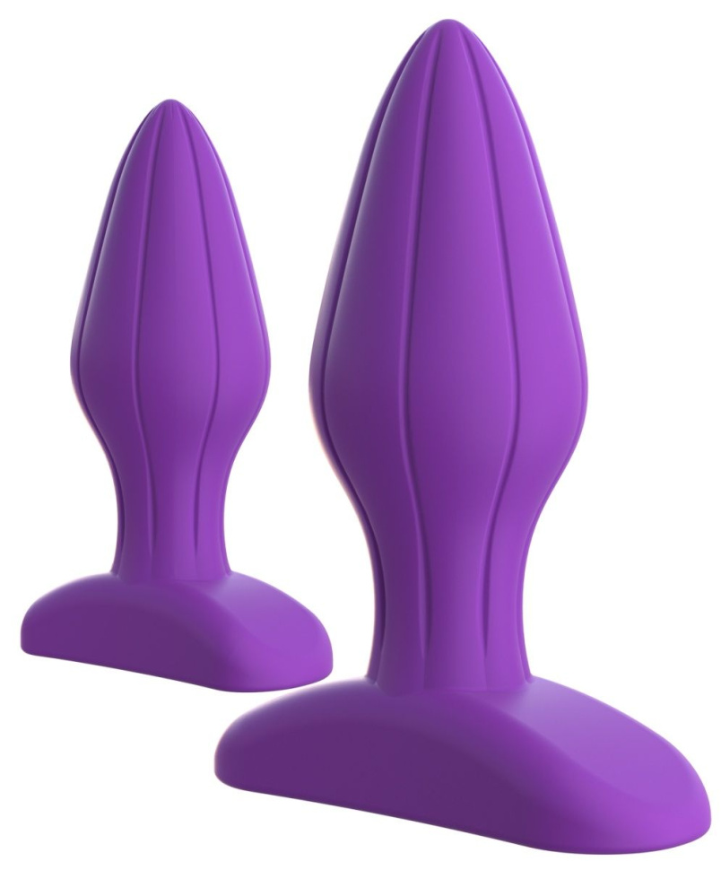 Набор из 2 фиолетовых анальных пробок с рельефом Her Designer Love Plug Set купить в секс шопе
