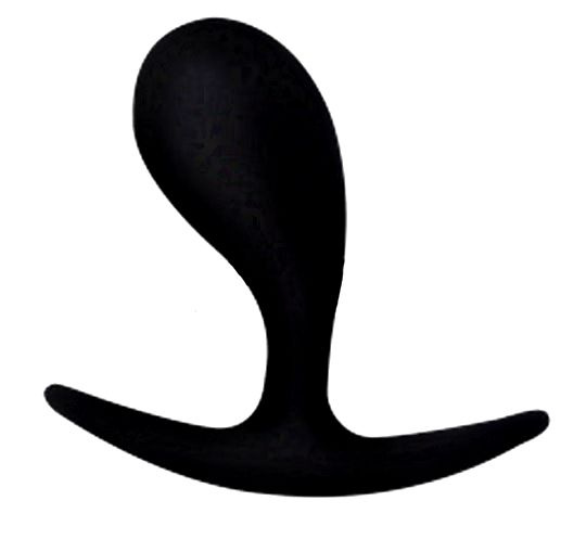 Черная изогнутая пробка-якорь размера L - 7,6 см. купить в секс шопе