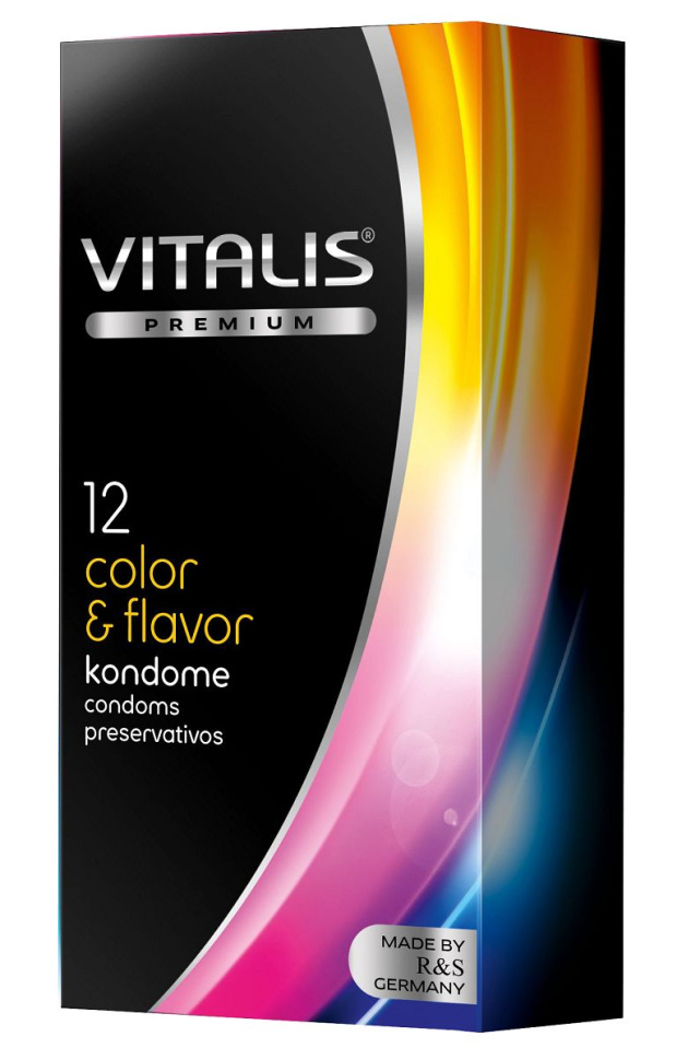 Цветные ароматизированные презервативы VITALIS PREMIUM color   flavor - 12 шт. купить в секс шопе