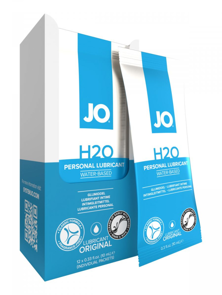 Лубрикант на водной основе JO Personal Lubricant H2O - 12 саше по 10 мл. купить в секс шопе