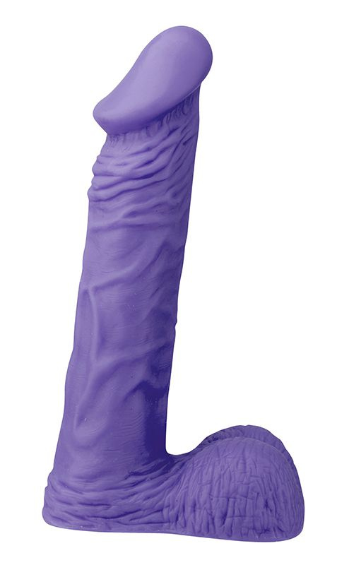 Фиолетовый фаллоимитатор с мошонкой XSKIN 8 PVC DONG - 20,3 см. купить в секс шопе