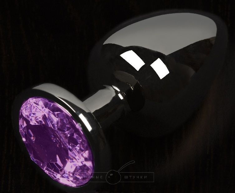 Графитовая анальная пробка с фиолетовым кристаллом - 6 см. купить в секс шопе