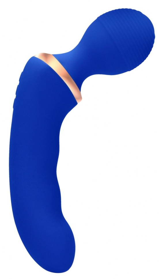 Синий двусторонний вибратор Charm - 18 см. купить в секс шопе