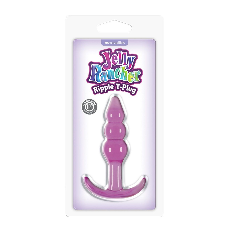 Фиолетовая анальная пробка Jelly Rancher T-Plug Ripple Purple - 10,9 см. купить в секс шопе