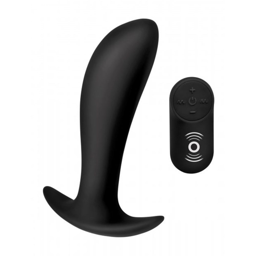 Черный стимулятор простаты Silicone Prostate Vibrator with Remote Control - 12 см. купить в секс шопе