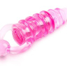 Розовое эрекционное кольцо с удлиненным клиторальным стимулятором купить в секс шопе