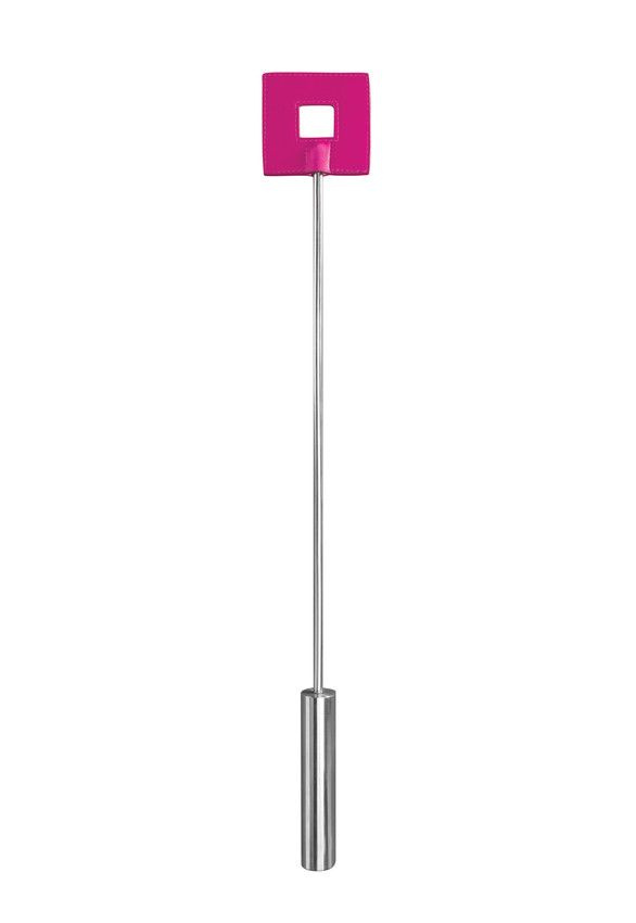 Розовая шлёпалка Leather Square Tiped Crop с наконечником-квадратом - 56 см. купить в секс шопе