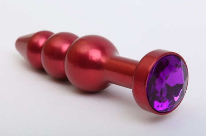 Красная анальная ёлочка с фиолетовым кристаллом - 11,2 см. купить в секс шопе