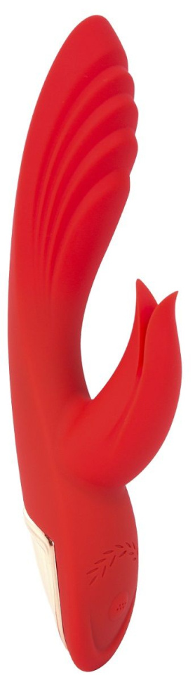 Красный вибромассажёр-кролик Classic Kiss - 24 см. купить в секс шопе