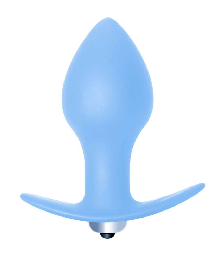 Голубая анальная пробка с вибрацией Bulb Anal Plug - 10 см. купить в секс шопе