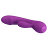 Фиолетовый вибратор Doreen с клиторальным отростком - 17,5 см. купить в секс шопе