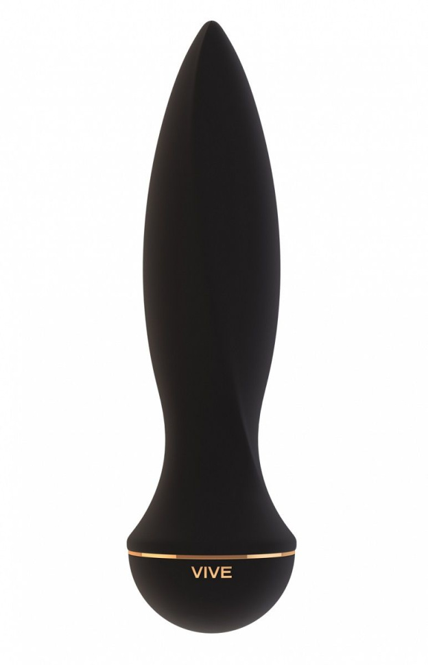 Чёрный вибратор Aki с заострённым кончиком - 17,5 см. купить в секс шопе