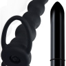 Черная вибронасадка для двойного проникновения Rock Balled Double Prober - 16 см. купить в секс шопе